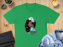 Load image into Gallery viewer, Green t-shirt with "Nurse Life" and butterfly graphic.
