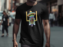 Load image into Gallery viewer, Cool Frog with Hat Sitting Design on Black T-shirt
