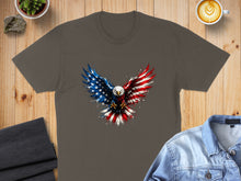Load image into Gallery viewer, T-shirt featuring a patriotic eagle with American flag wings.
