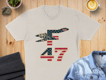 Load image into Gallery viewer, Cream t-shirt with vintage US flag airplane and "47" graphic.

