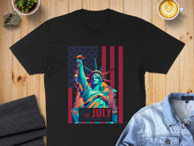 Load image into Gallery viewer, Statue of Liberty with US flag, "4th of July Independence Day" text.
