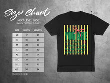 Load image into Gallery viewer, NEXT LEVEL 3600 unisex t-shirt size chart with measurements in inches.
