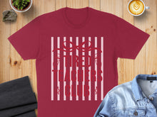 Load image into Gallery viewer, T-shirt with "Retired Teachers Club" text in red stripes and bow.
