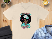 Load image into Gallery viewer, Cream t-shirt with graphic of a nurse with "Keep Calm I'm a Nurse" text.
