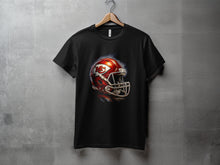 Load image into Gallery viewer, Football Helmet Graphic Design Black T-shirt
