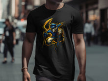 Load image into Gallery viewer, Stylish Black T-Shirt with Dynamic Warrior Design
