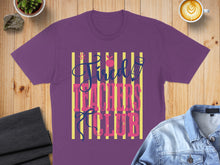 Load image into Gallery viewer, Purple t-shirt with "Tired Teachers Club" text and apple pencil graphic.
