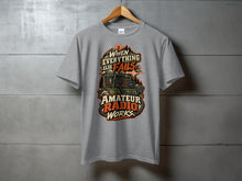 Load image into Gallery viewer, Grey t-shirt with "When Everything Else Fails Amateur Radio Works" and radio graphic.
