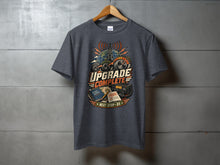 Load image into Gallery viewer, T-shirt graphic with "Upgrade Complete" text, radio, globe, and "Next Stop DX".
