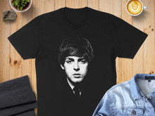 Load image into Gallery viewer, Black T-shirt with Iconic Musician Portrait Design

