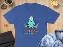 Load image into Gallery viewer, Ghost in nurse's cap with stethoscopes above text "BOO CREW".
