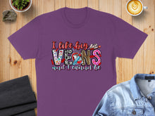 Load image into Gallery viewer, Purple t-shirt with "I like big veins" text, medical graphics.
