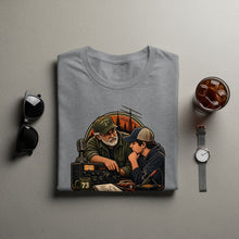 Load image into Gallery viewer, Illustration of two men with a ham radio, mug, and soldering iron.
