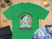 Load image into Gallery viewer, Green t-shirt with "CELEBRATING AMERICA'S SEMIQUINSTENNIAL 1776-2025" and Bigfoot graphic.
