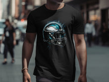 Load image into Gallery viewer, Eagle Helmet Art Design Black T-Shirt for Football Fans
