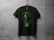 Load image into Gallery viewer, Alien Graphic Design Black T-Shirt with Sci-Fi Theme
