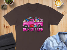 Load image into Gallery viewer, Pink pickup truck overflowing with nursing supplies, with "Nurse Life" text.
