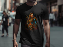 Load image into Gallery viewer, Fantasy Warrior Character Art Graphic Black T-shirt
