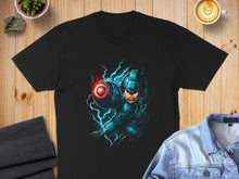 Load image into Gallery viewer, Electric Blue Action Figure Graphic T-shirt

