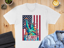 Load image into Gallery viewer, Statue of Liberty and US flag graphic with "4th Independence Day" text.
