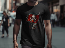 Load image into Gallery viewer, Skull Flag Football Team T-Shirt with Dark Design
