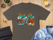 Load image into Gallery viewer, Med Tech Crew graphic with medical icons and sunflowers on a t-shirt.
