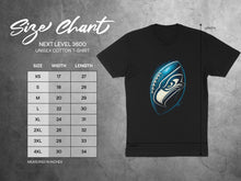 Load image into Gallery viewer, Football Design Unisex Cotton T-Shirt Size Chart
