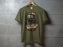 Load image into Gallery viewer, Olive green t-shirt with "Pack Light Work DX Radio Expedition Kit" graphic.
