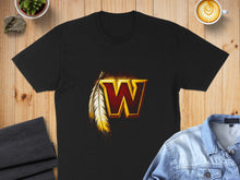 Load image into Gallery viewer, Iconic W and Feather Design on Black Shirt
