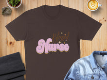 Load image into Gallery viewer, Brown t-shirt with "Blessed Nurse" text design.

