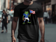 Load image into Gallery viewer, Puerto Rico Pride Frog with Flag Football Player Shirt
