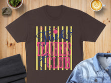 Load image into Gallery viewer, Brown t-shirt with "The Teachers Club" text and colorful stripes.
