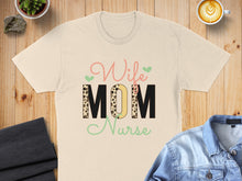 Load image into Gallery viewer, Wife Mom Nurse text design with leopard print accents.
