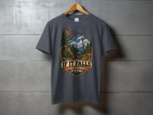 Load image into Gallery viewer, T-shirt graphic with man camping and radio equipment, "IF IT FALLS IT WAS TEMPORARY" text.
