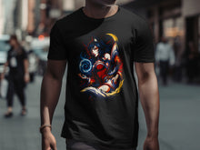 Load image into Gallery viewer, Dynamic Anime Character Design on Black T-Shirt
