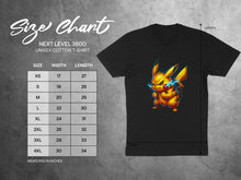 Load image into Gallery viewer, Electric Pikachu Unisex Cotton T-shirt Size Chart
