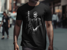 Load image into Gallery viewer, Stylish Black Graphic Tee with Musician Print Shirt
