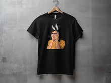Load image into Gallery viewer, Black T-Shirt with Cartoon Character and Bunny Ears Design
