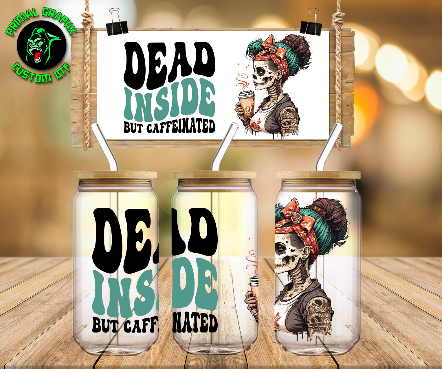 Caffinated UV DTF cup wrap