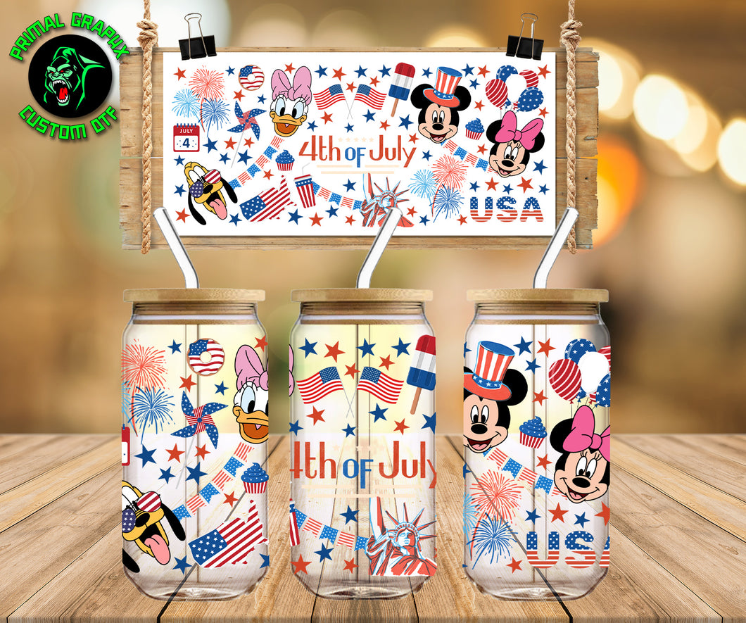 4th of July Mouse & Friends UV DTF Wrap