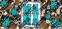 Load image into Gallery viewer, MAMA TEAL LEOPARD AND LIGHTENING UV DTF Wrap
