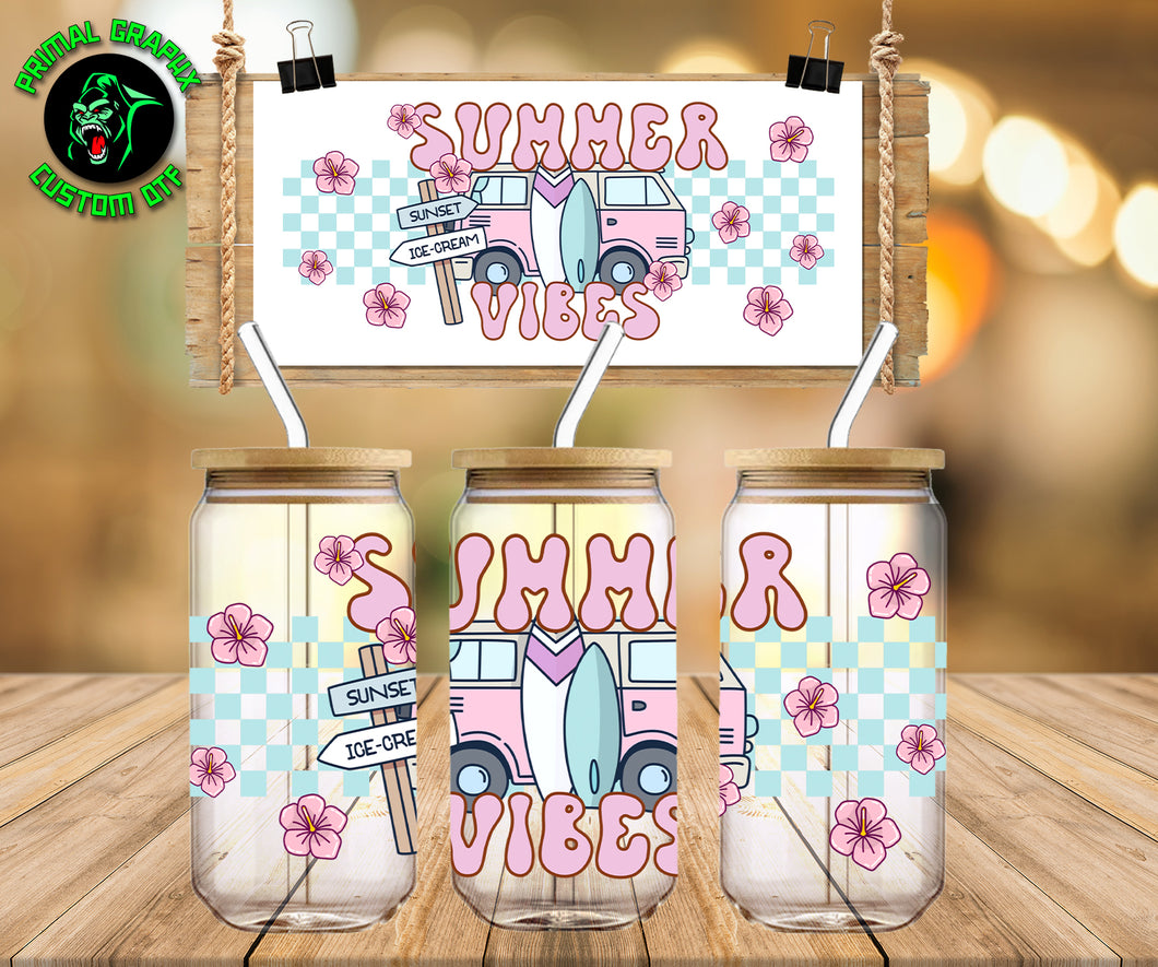 Pink Van Summer Vibes UV DTF Wrap #85