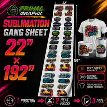 Load image into Gallery viewer, Sublimation Gang Sheet Transfers 22x192
