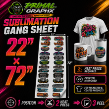 Load image into Gallery viewer, Sublimation Gang Sheet Transfers 22x72
