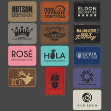 Load image into Gallery viewer, Leatherette Patches with your logo (Laser Engraved or Full Color DTF)
