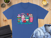 Load image into Gallery viewer, Nurse practitioner graphic with coffee cups, medical symbols, and stethoscope.

