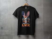 Load image into Gallery viewer, Super Bowl LVIX American Flag Skyline T-shirt
