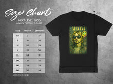 Load image into Gallery viewer, Nirvana Graphic Unisex T-Shirt Size Chart Available
