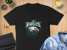 Load image into Gallery viewer, Bold Eagles Graphic Design on Black T-Shirt Product
