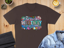 Load image into Gallery viewer, Brown t-shirt with "She Works Willingly With Her Hands" text and medical graphics.
